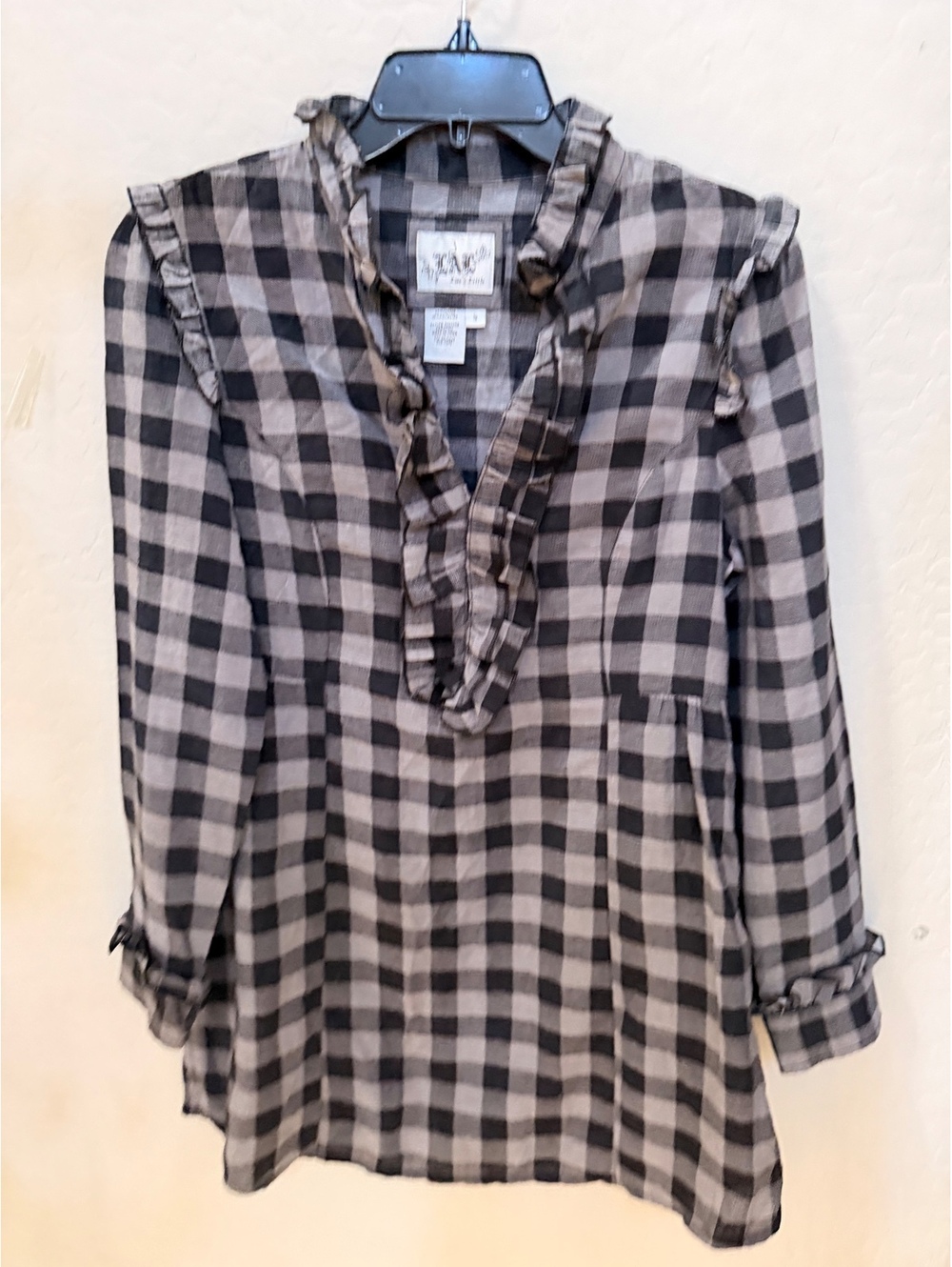 Live a Little Gingham Long Sleeve Blouse